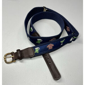 Alynn Happy Hour Cocktail Canvas Leather Belt 29 - 42W Hawaiian Shirt Margarita